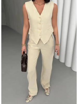 Lizay Müslin Yelekli Takım