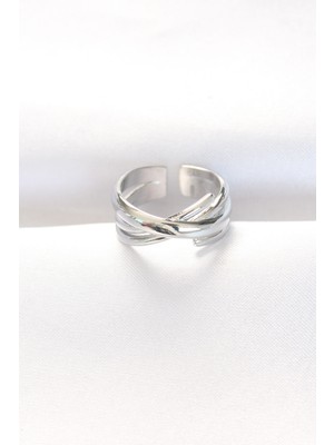 Azrlya Kalın Silver Renk Ayarlanabilir Yüzük - TJ-BYK3102