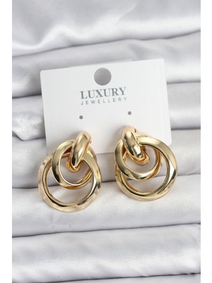 Azrlya Gold Renk Halka Model Pirinç Kadın Küpe - TJ-BKP11350