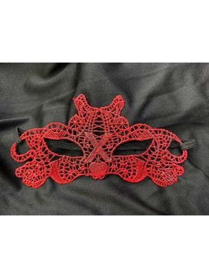 Azrlya Kırmızı Dantel Masquerade Maskesi Çift Taraflı 10 No