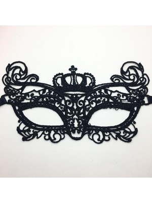 Azrlya Siyah Renk Dantel Işlemeli Örgülü Parti Maskesi Model 6