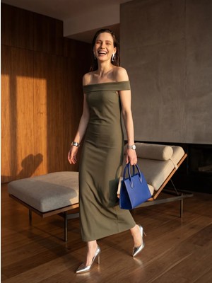 Lizay Sırt Dekolteli Poliviskon Elbise