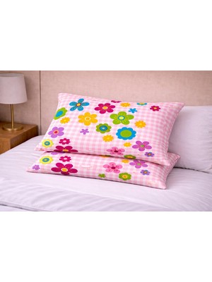 Ber-Tun Tekstil Çiçek Desenli Fermuarlı Yastık Kılıfı 4'lü Takım
