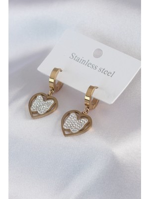 Azrlya 316L Çelik Gold Renk Model Zirkon Taş Detay Kadın Küpe - TJ-BKP7482