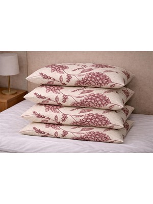 Ber-Tun Tekstil Çiçek Desenli Yastık Kılıfı 4'lü Takım
