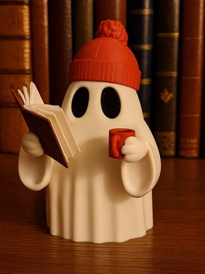 EAE Design Studio Cozy Ghost Kitap Kurdu Hayalet Biblo - Standart LED Mum Standı