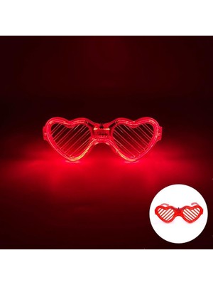 Azrlya Kırmızı LED Işıklı Kalp Gözlük – 3 Modlu Parti &amp; Glow Gözlüğü