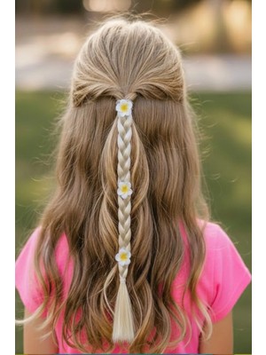 Caş Dekorasyon Sarı Renk Çiçekli Saçlı Lastik Toka