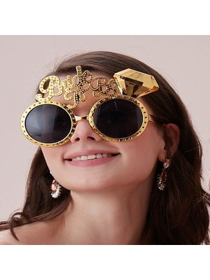 Virtustore Altın Renk Bride To Be Yazılı Gelin Gözlüğü 15X10 cm