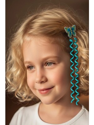 Caş Dekorasyon 2'li Koyu Yeşil Renk Kelebekli Çocuk Yan Toka