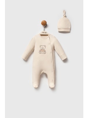 Moi Noi Premium "my Bear" Koleksiyonu Şapkalı Bebek Tulumu - Ekru