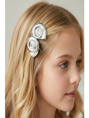 Caş Dekorasyon 2'li Gümüş Renk Deniz Kabuğu Şekil Yan Toka