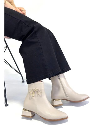 Virtustore Harly Bej Cilt Topuklu Bot