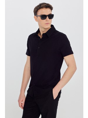 Altınyıldız Classics Pamuklu Slim Fit Dar Kesim Gömlek Yaka Jakarlı Esnek Tişört