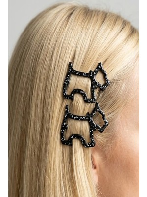 Caş Dekorasyon Siyah Renk 2'li Agatha Figürlü Yan Toka Set