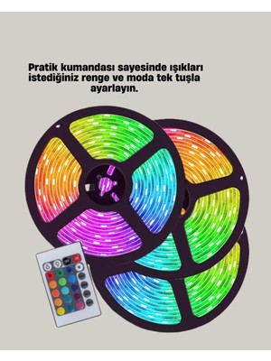 Epilons Smart Şerit LED Kumandalı USB Enerjili Suya Dayanıklı Dekoratif Aydınlatma