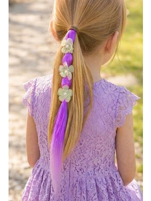 Caş Dekorasyon Mor Renk Çiçekli Saçlı Lastik Toka