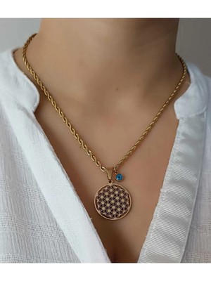 Yaşam Çiçeği Kararma Yapmaz 1. Sınıf Kadın Çelik Kolye – Şık & Zarif Aksesuar