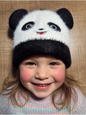 Mollycrush Premium Nakışlı Panda Çocuk Şapkası - Sıcak Tutan Polar Dokulu Kışlık Bere