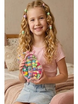 Caş Dekorasyon Pembe Renk Uğur Böceği Model Boncuklu Çantalı Toka Seti