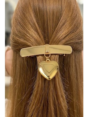 Caş Dekorasyon Altın Renk Kalp Şekil Metal Otomat Toka