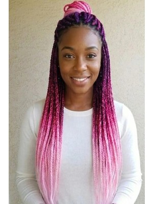 Caş Dekorasyon Karışık Renk Afrika Örgüsü Box Braid Sentetik Saç 60CM 100GR