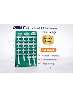 Tuba Toptaş Derby Tek Bıçaklı Tıraş Bıçağı Avantajlı Paket Seçenekleri 24 Adet