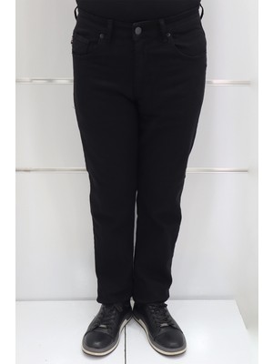 Hacker Fistan Store Erkek Siyah Normal Bel Normal Kesim Boru Paça Büyük Beden Jean Pantolon