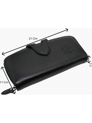 Westpolo Hakiki Deri Kağıt Para ve Bol Kart Bölmeli Kadın Cüzdanı - Siyah