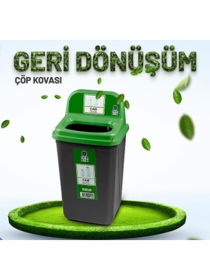 Yapımaks Cam Atık Geri Dönüşüm Çöp Kovası, 50 L, 39X31.5X95 cm