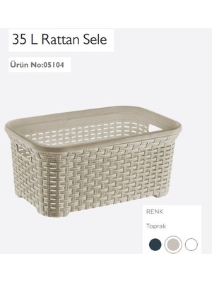 Dünya Çamaşır Sepeti, Sele, Rattan, 35 L