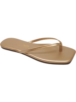 Tkees Kadın Kare Burun Gold Şık Günlük Terlik