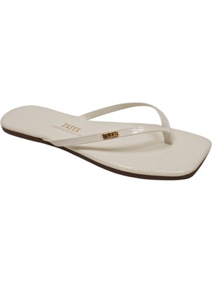 Tkees Kadın Kare Burun Crocodile Beyaz Logolu Şık Günlük Terlik