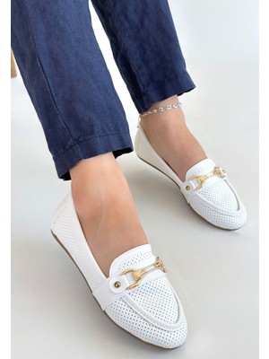 Çamaşır Kenti Rain Beyaz Cilt Babet Ayakkabı