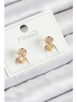 Epilons Pirinç Zirkon Taşlı Dondurma Model Gold Renk Çocuk Küpe