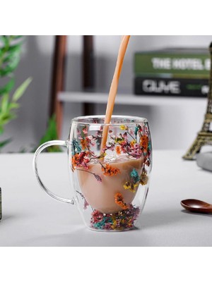 Epilons Orjinal Kurutulmuş Çiçekli Kupa Bardak