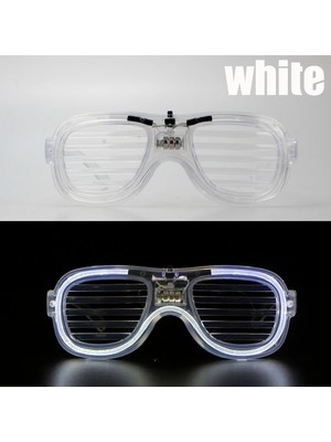 Epilons Beyaz LED Işıklı Parti Gözlüğü - Neon Glow Şerit Gözlük 3 Modlu