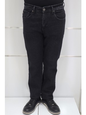 Hacker Fistan Store Erkek Füme Yüksek Bel Rahat Kesim Boru Paça Büyük Beden Jean Pantolon