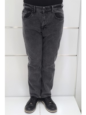 Hacker Fistan Store Erkek Füme Yüksek Bel Rahat Kesim Boru Paça Büyük Beden Jean Pantolon