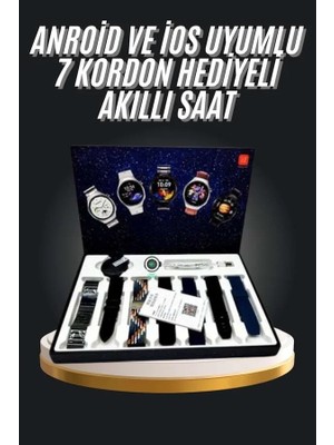 7 Kordonlu Akıllı Saat Siyah Kasa Dokunmatik Ekran Uyku ve Sağlık Takibi