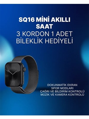 Mini Series 10 Akıllı Saat | 3 Kordon + Bileklik Hediyeli, Tüm Telefonlarla Uyumlu