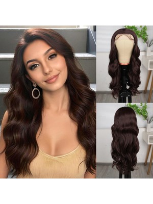 TeknoKapsül Kahve Karamel Fiber Sen Geniş Dalgalı Tül Peruk