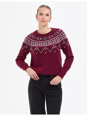 Pierre Cardin Kadın Vişne Slim Fit Yün Karışımlı Kazak 50310917-VR223