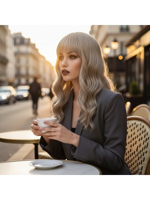 TeknoKapsül Dalgalı Kısa Perçemli Fiber Sen Peruk / Balköpüğü / Platin Röfleli