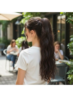 TeknoKapsül Tokalı Dalgalı At Kuyruğu / Açık Kahve