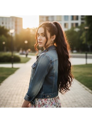 TeknoKapsül Bağlamalı Dalgalı At Kuyruğu / Koyu Kahve