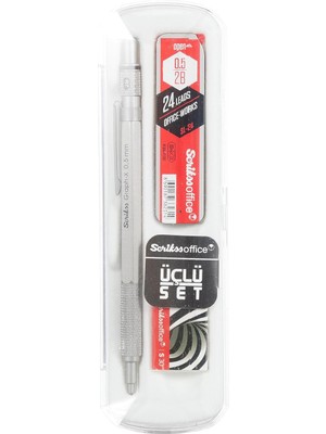 Hype Store Graphx 3'lü Set Mekanik Kurşun Kalem Silgi Min Kurşun Gri 0.5 mm