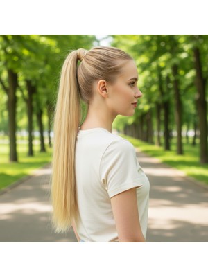 TeknoKapsül Bağlamalı Düz At Kuyruğu / Balköpüğü Beyaz Platin Röfleli