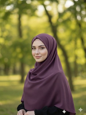 Fresco Scarfs Tesettür Hijab Medine Ipeği Eşarp 120x120 Mürdüm