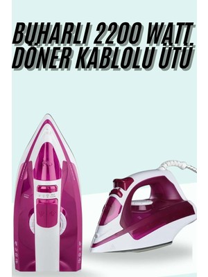 Epilons Buharlı Ütü 2200 Watt Seramik Tabanlı Taşınabilir Kablolu Ütü